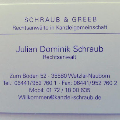 Rechtsanwälte Schraub & Greeb Rechtsanwälte in Kanzleigemeinschaft 1 Rechtsanwalt Rechtsanwälte Schraub & Greeb Rechtsanwälte in Kanzleigemeinschaft